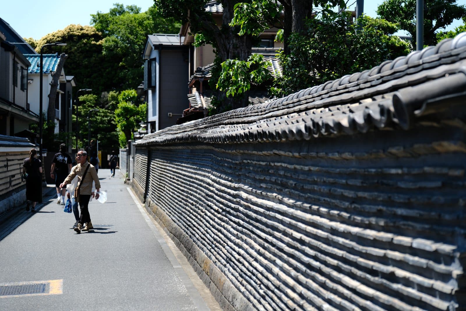 a quiet lane along a temple wall